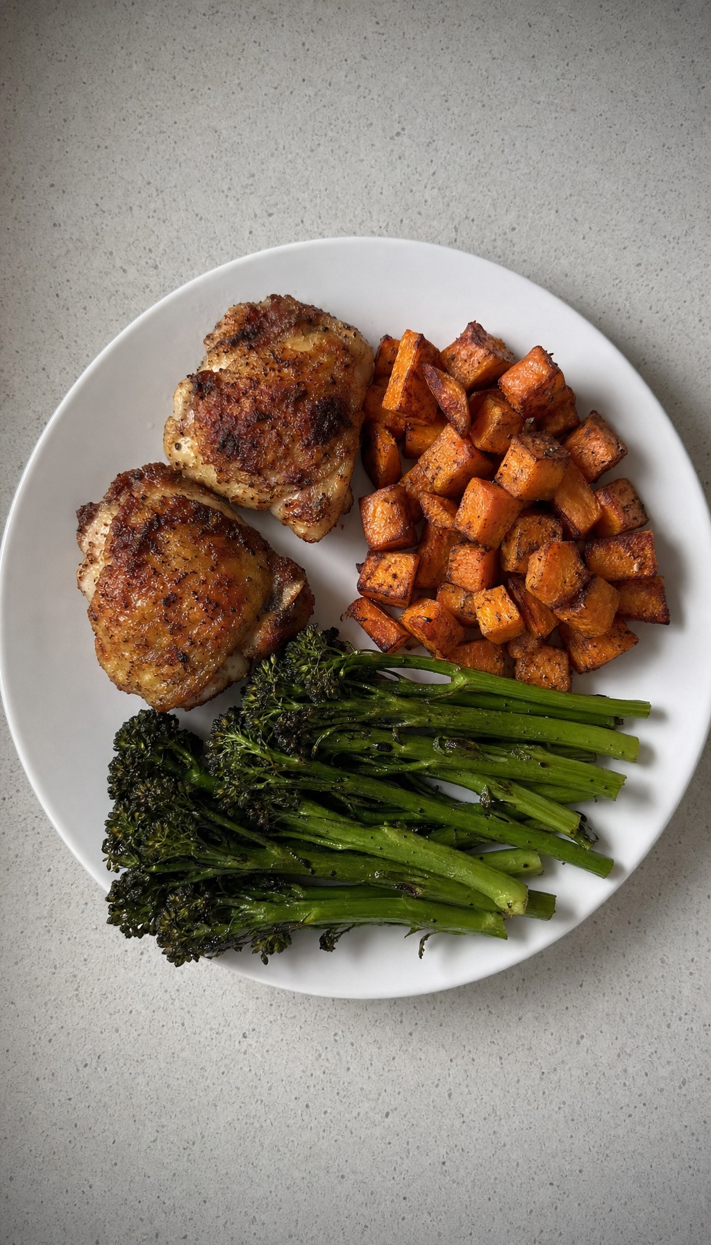 Roast Chicken Thighs with Sweet Potato and Broccolini
