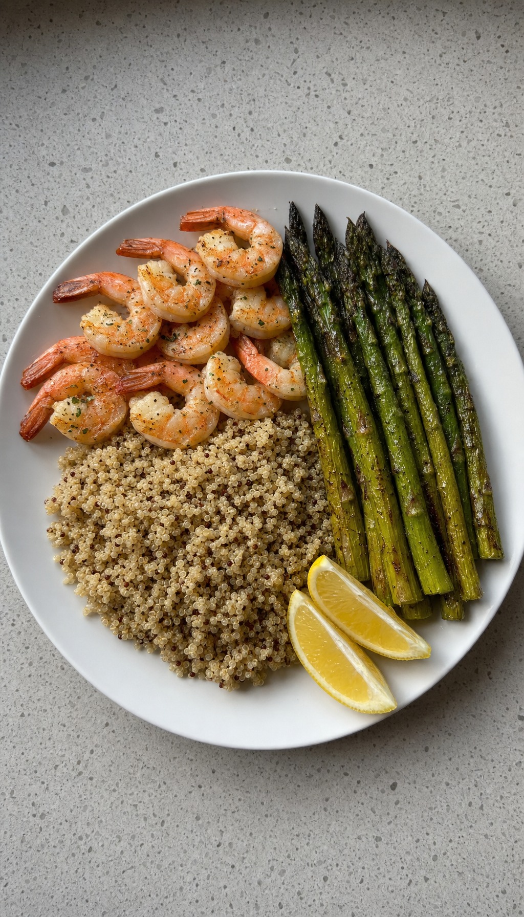 Roasted Shrimp with Quinoa and Asparagus